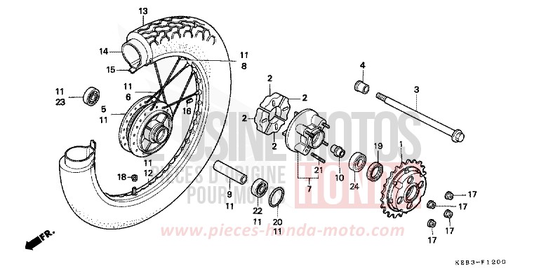 HINTERRAD von CA125 REBEL SCHWARZ (NH1) von 1996